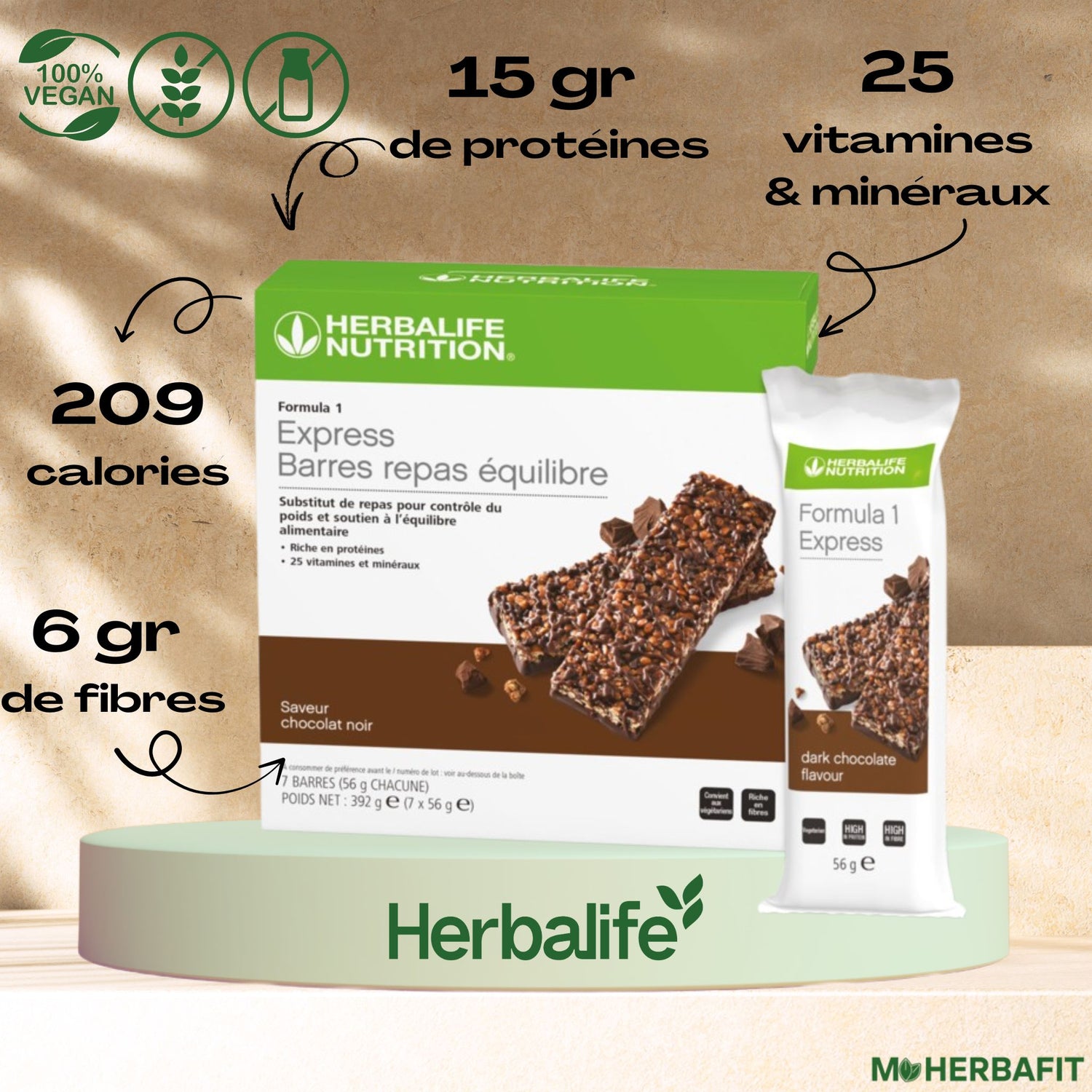 Herbalife Barres repas équilibre Formula 1 Express - 2 saveurs