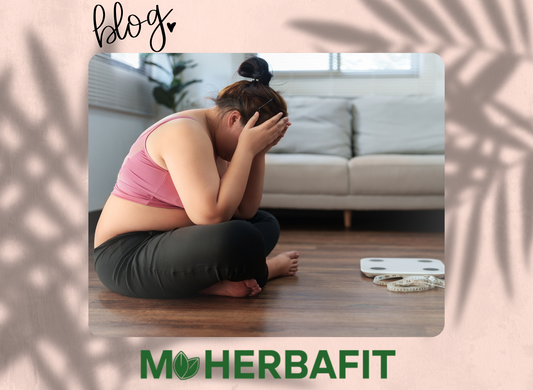 Blog MyHerbaFit Herbalife femme frustrée assise devant sa balance